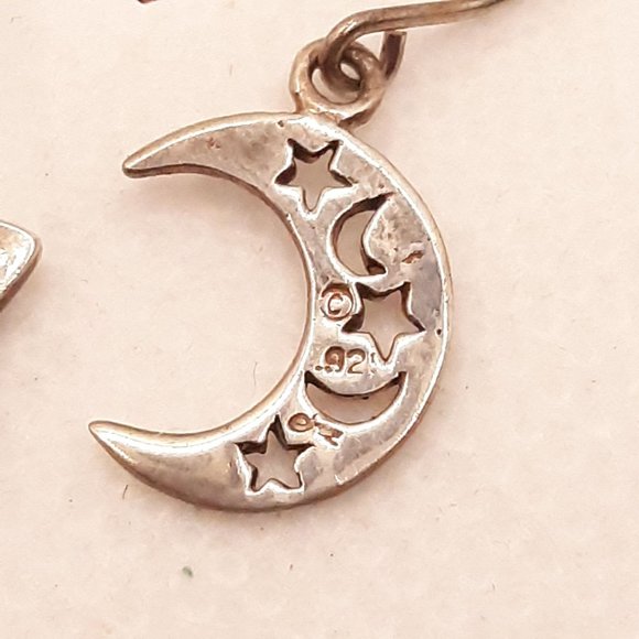 Sterling Silver Star and Moon Earrings - Picture 5 of 7